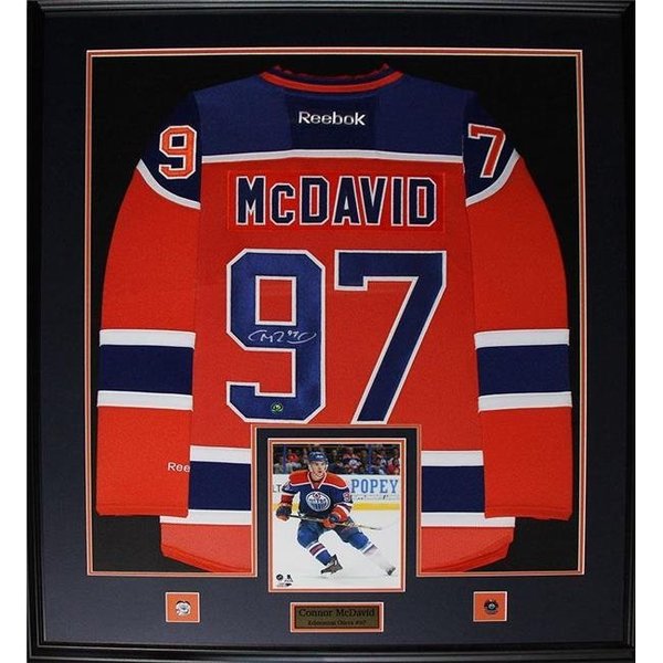 Midway Memorabilia Midway Memorabilia mcdavid-jersey-frame-orange Connor McDavid Edmonton Oilers Signed Jersey NHL Hockey Collector Photo Frame mcdavid_jersey_frame_orange